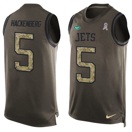 Nike Jets #5 Christian Hackenberg Green Men's Stitched NFL Limited Salute To Service Tank Top Jersey